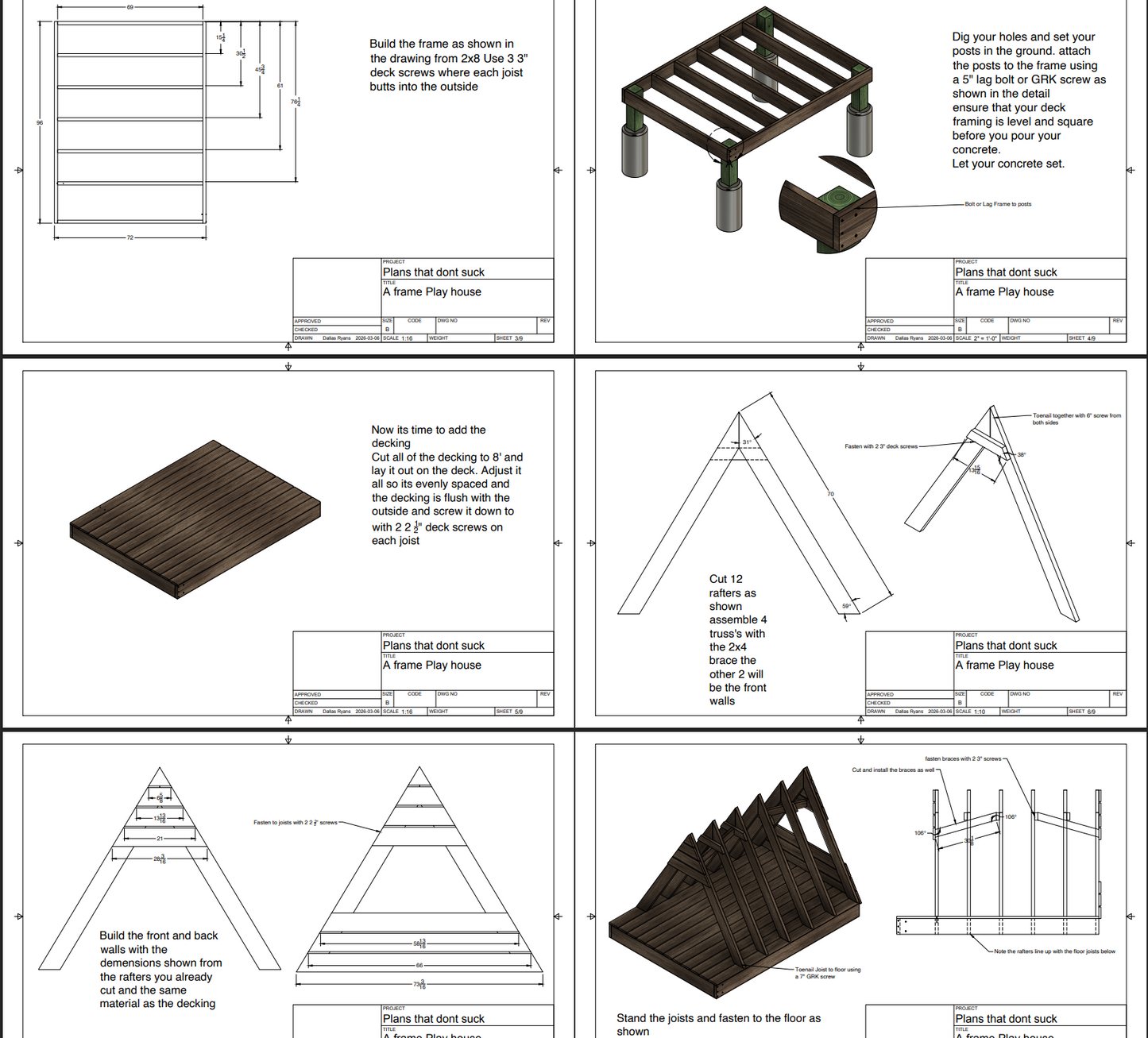 6x8 A frame playhouse plans