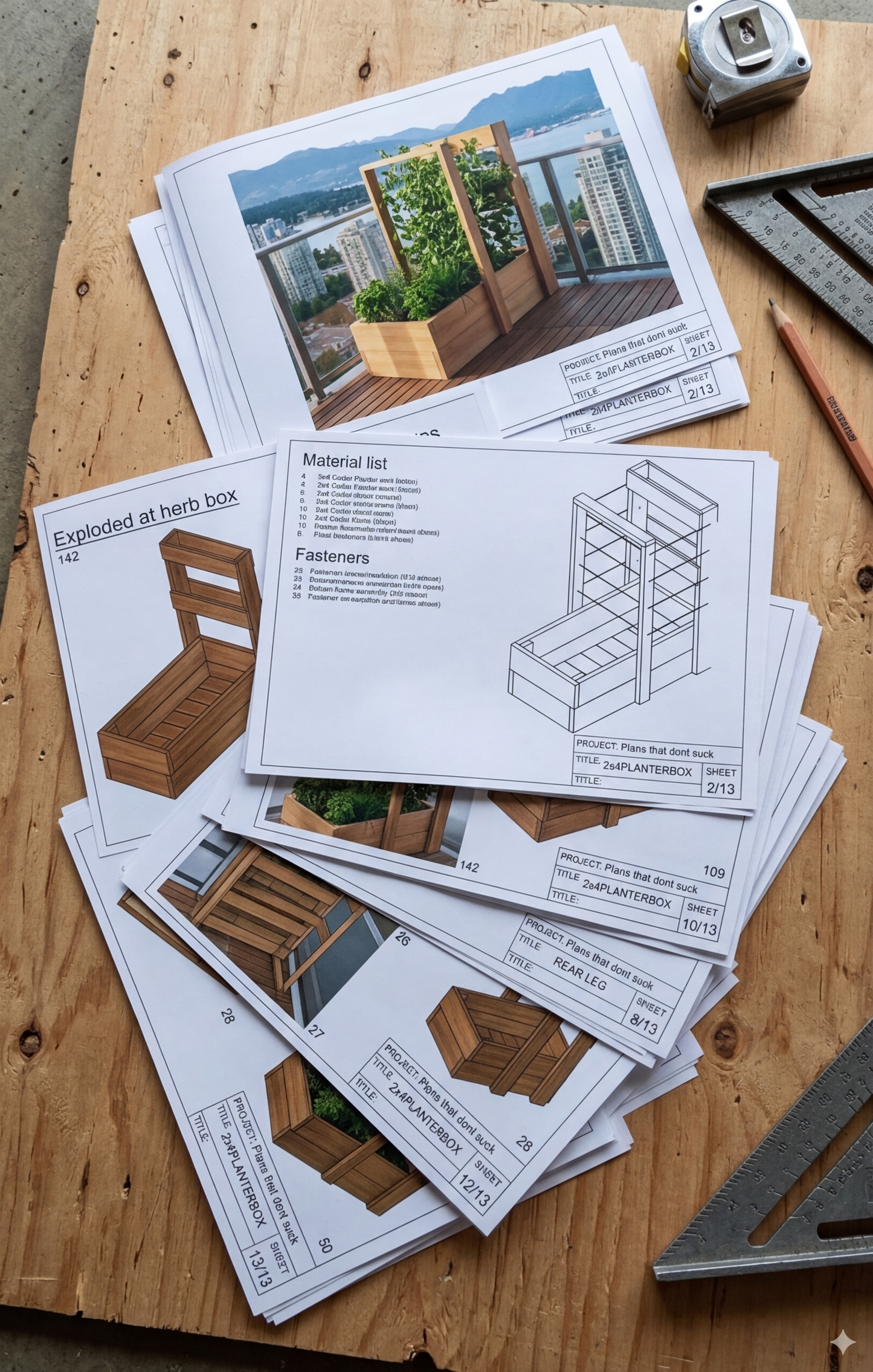 2' x 4' planter box with trellis an herb garden