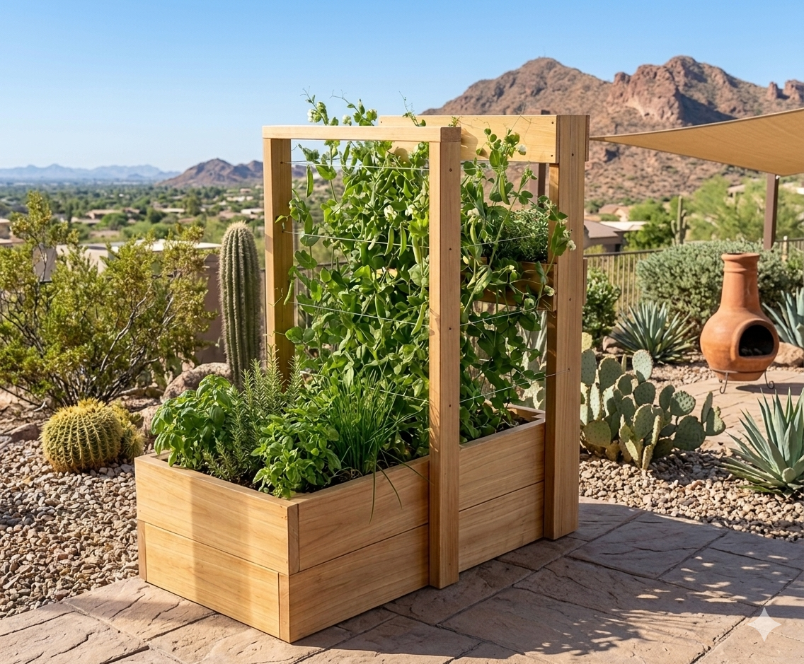 2' x 4' planter box with trellis an herb garden