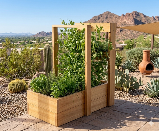 2' x 4' planter box with trellis an herb garden
