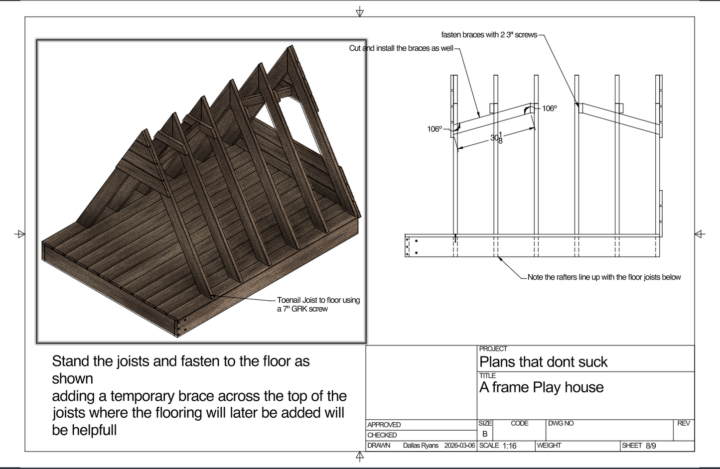 6x8 A frame playhouse plans