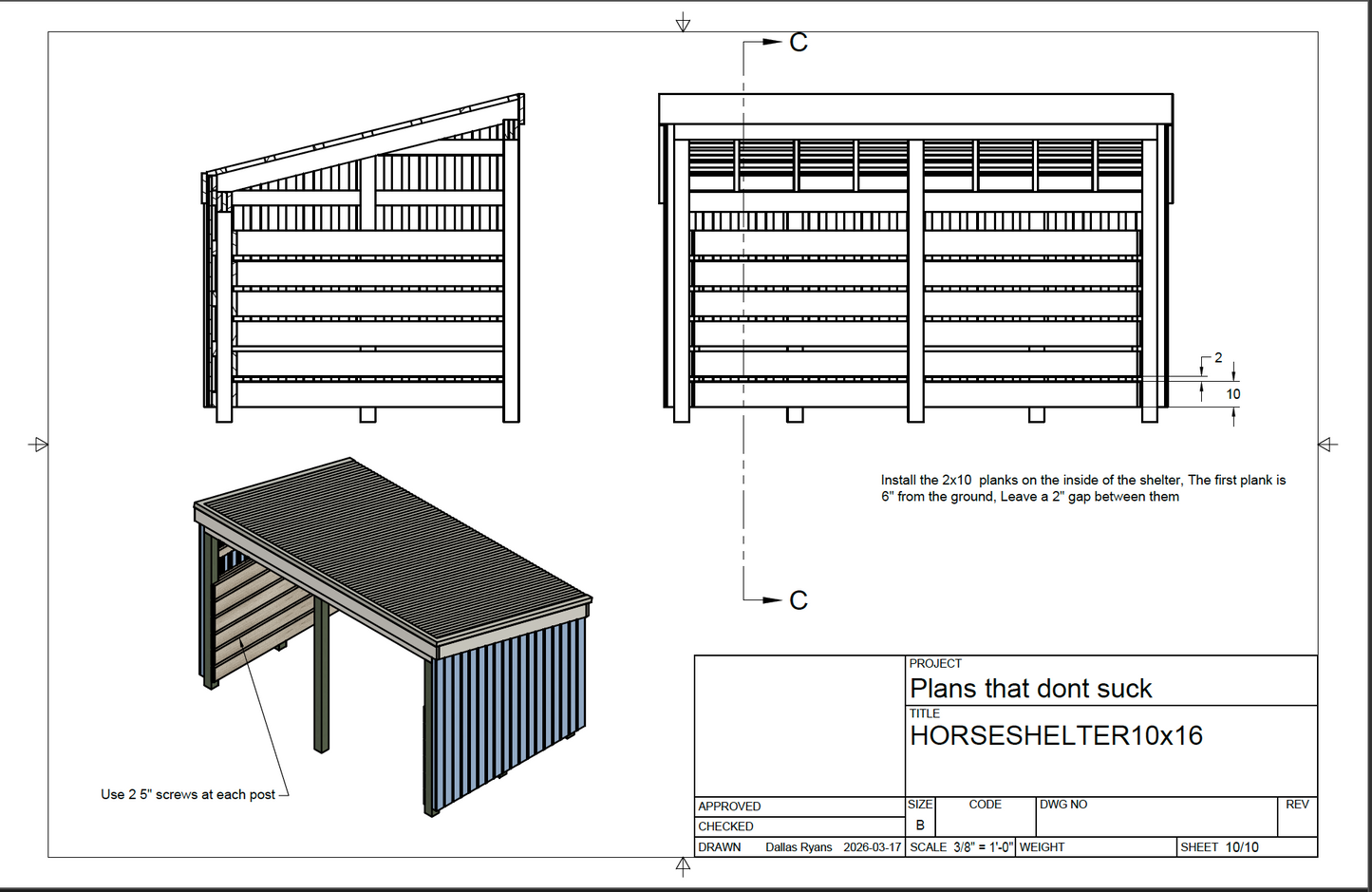 10x16 farm shelter